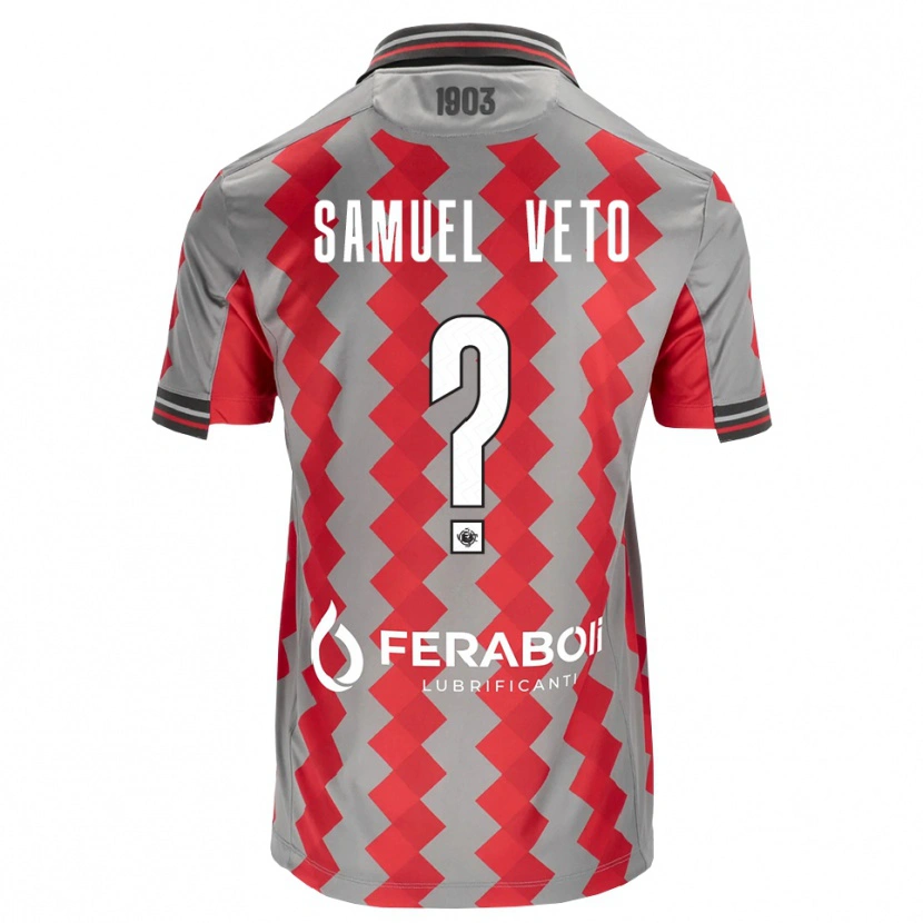 Danxen Män Djoloelie Samuel Veto #0 Grå Röd Vit Hemmatröja Matchtröjor 2026/27 Tröjor T-Tröja
