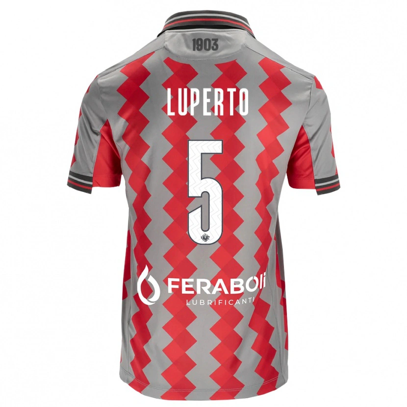 Danxen Män Sebastiano Luperto #5 Grå Röd Vit Hemmatröja Matchtröjor 2026/27 Tröjor T-Tröja