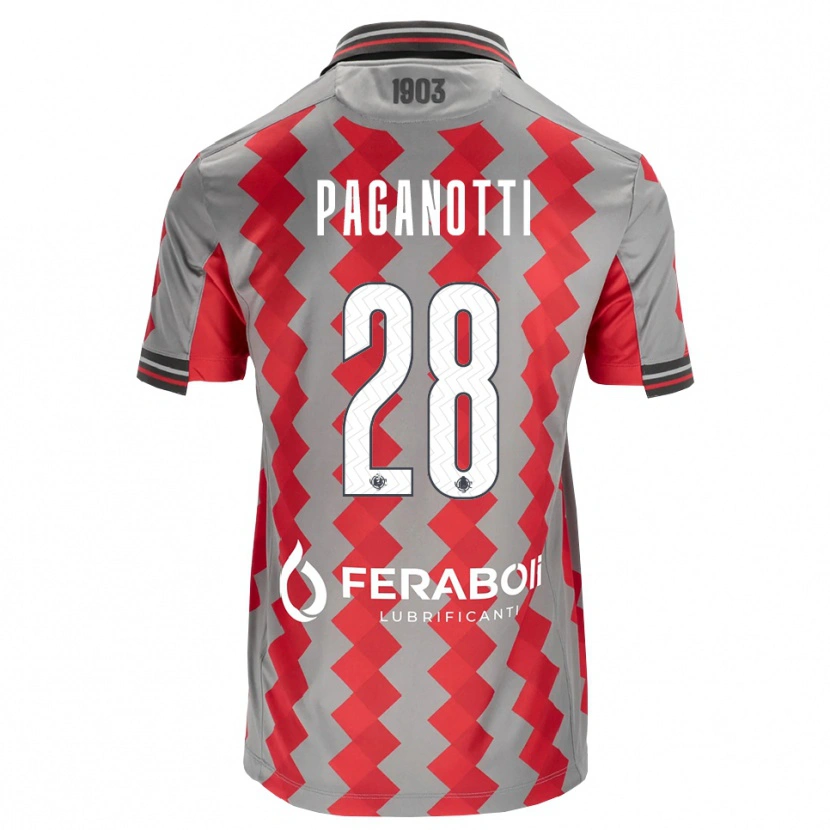 Danxen Män Michele Paganotti #28 Grå Röd Vit Hemmatröja Matchtröjor 2026/27 Tröjor T-Tröja