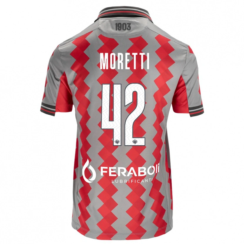 Danxen Män Lorenzo Moretti #42 Grå Röd Vit Hemmatröja Matchtröjor 2026/27 Tröjor T-Tröja