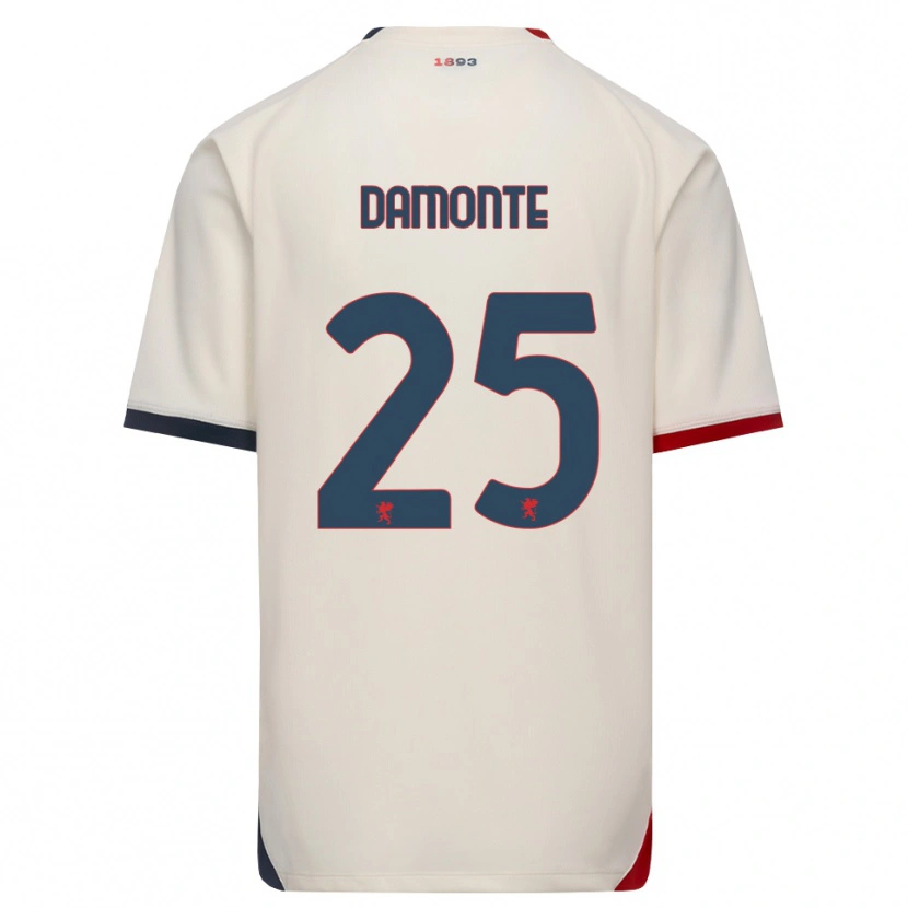 Danxen Män Lorenzo Damonte #25 Off-White Röd Bortatröja Matchtröjor 2026/27 Tröjor T-Tröja