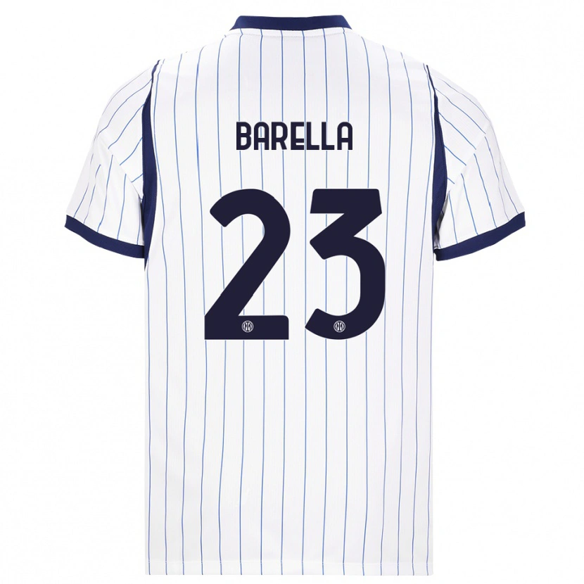 Danxen Män Nicolò Barella #23 Vit Marinblå Bortatröja Matchtröjor 2026/27 Tröjor T-Tröja