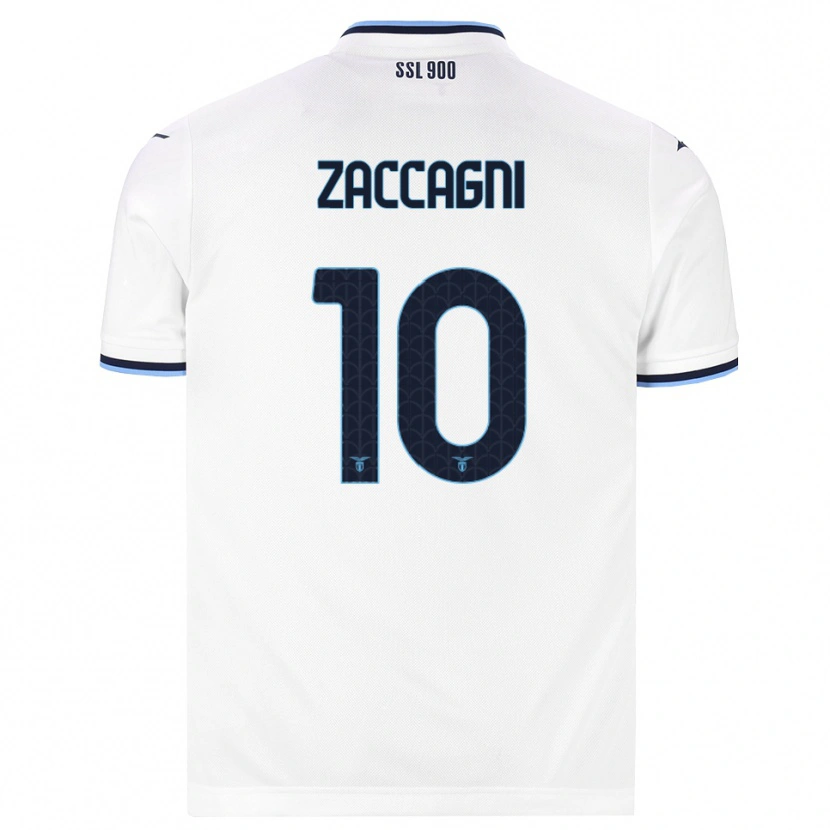 Danxen Män Mattia Zaccagni #10 Vit Marinblå Bortatröja Matchtröjor 2026/27 Tröjor T-Tröja