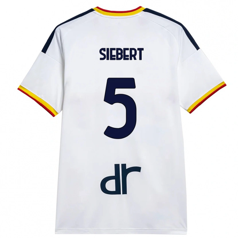 Danxen Män Jamil Siebert #5 Vit Gul Röd Bortatröja Matchtröjor 2026/27 Tröjor T-Tröja