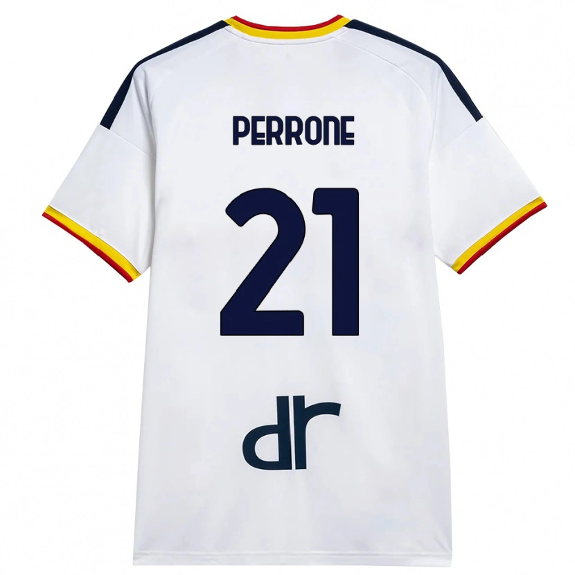 Danxen Män Samuele Perrone #21 Vit Gul Röd Bortatröja Matchtröjor 2026/27 Tröjor T-Tröja