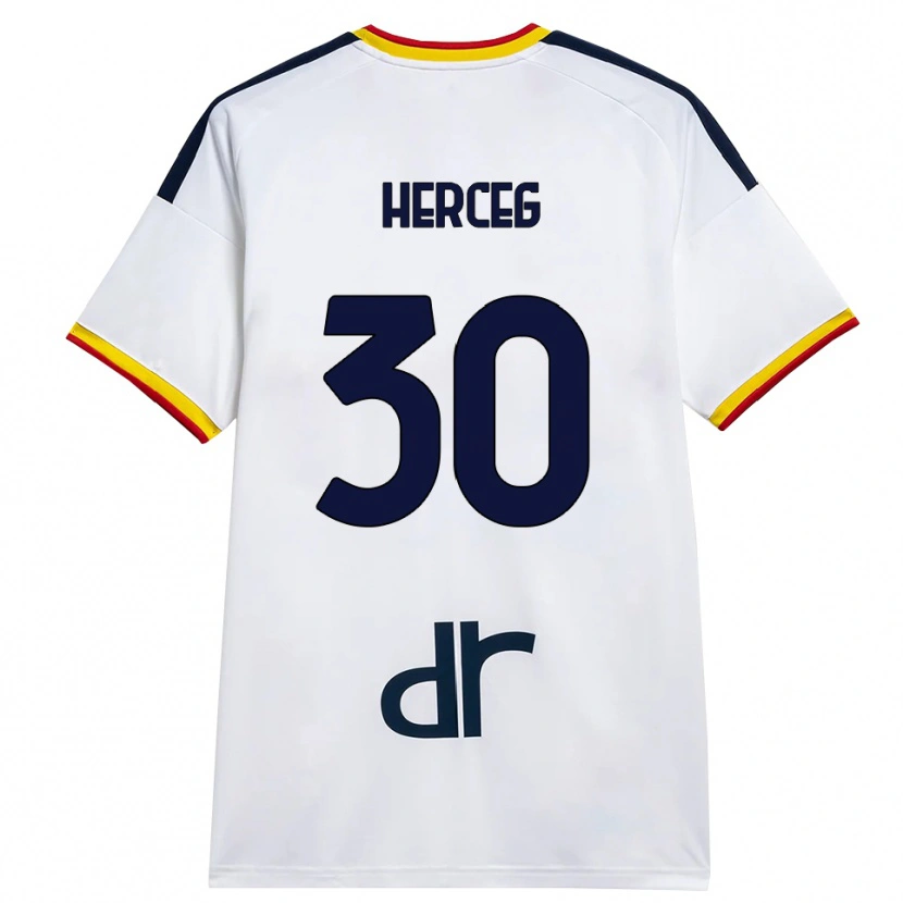 Danxen Män Lovro Herceg #30 Vit Gul Röd Bortatröja Matchtröjor 2026/27 Tröjor T-Tröja