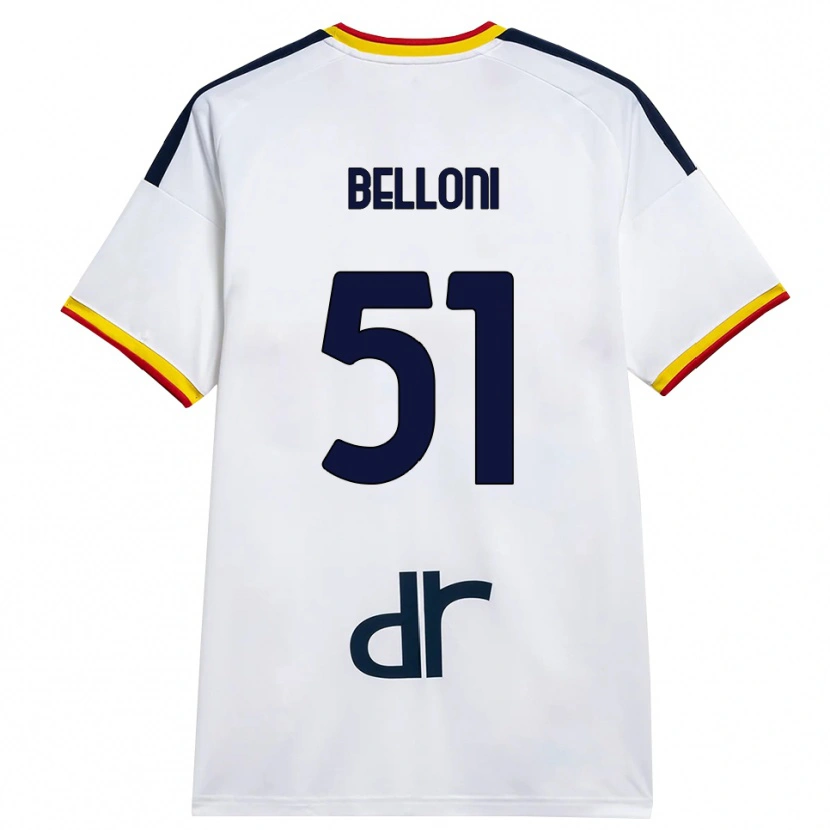 Danxen Män Giacomo Belloni #51 Vit Gul Röd Bortatröja Matchtröjor 2026/27 Tröjor T-Tröja