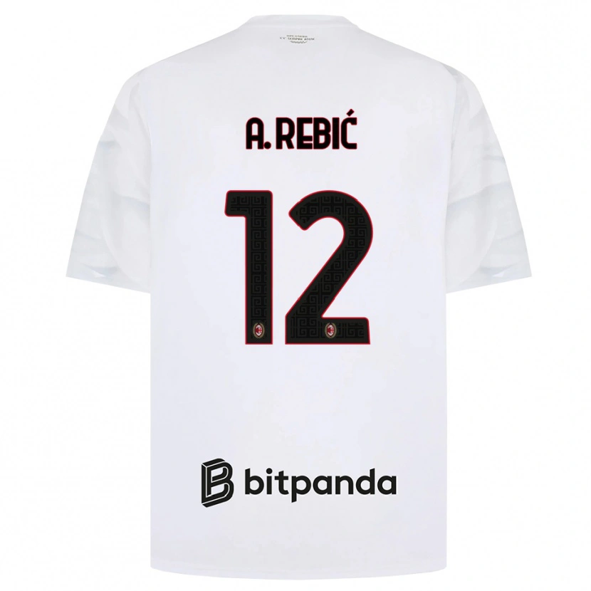 Danxen Män Ante Rebic #12 Vit Röd Svart Bortatröja Matchtröjor 2026/27 Tröjor T-Tröja
