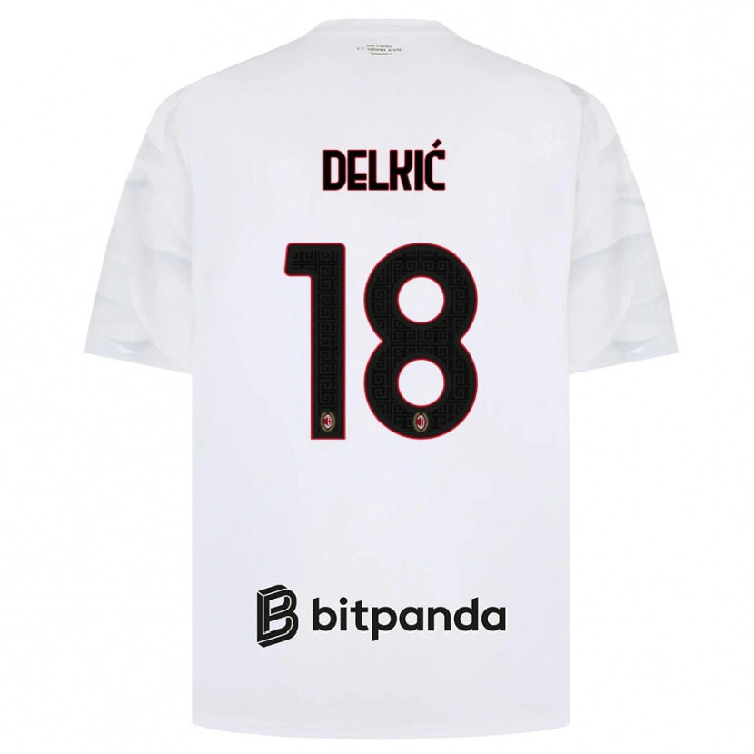 Danxen Män Dino Delkić #18 Vit Röd Svart Bortatröja Matchtröjor 2026/27 Tröjor T-Tröja