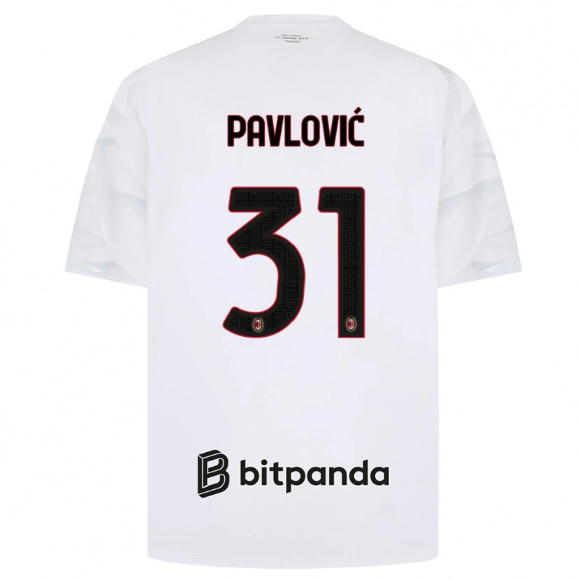Danxen Män Strahinja Pavlović #31 Vit Röd Svart Bortatröja Matchtröjor 2026/27 Tröjor T-Tröja