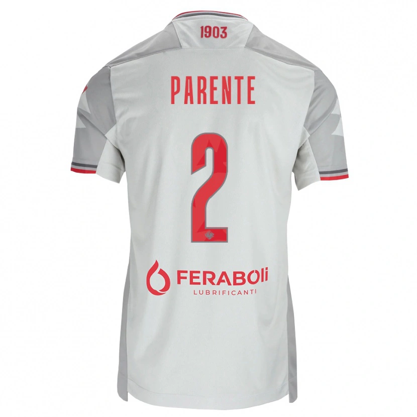 Danxen Män Mattia Parente #2 Grå Vit Röd Bortatröja Matchtröjor 2026/27 Tröjor T-Tröja