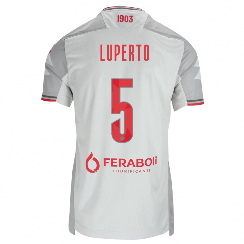 Danxen Män Sebastiano Luperto #5 Grå Vit Röd Bortatröja Matchtröjor 2026/27 Tröjor T-Tröja