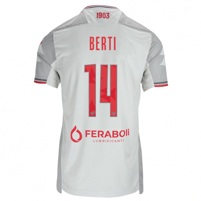 Danxen Män Tommaso Berti #14 Grå Vit Röd Bortatröja Matchtröjor 2026/27 Tröjor T-Tröja