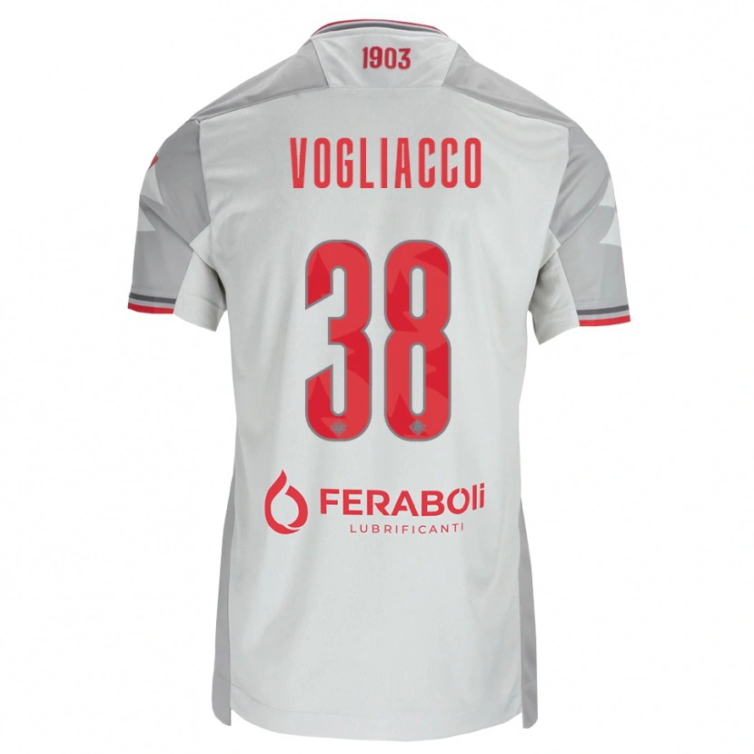 Danxen Män Alessandro Vogliacco #38 Grå Vit Röd Bortatröja Matchtröjor 2026/27 Tröjor T-Tröja