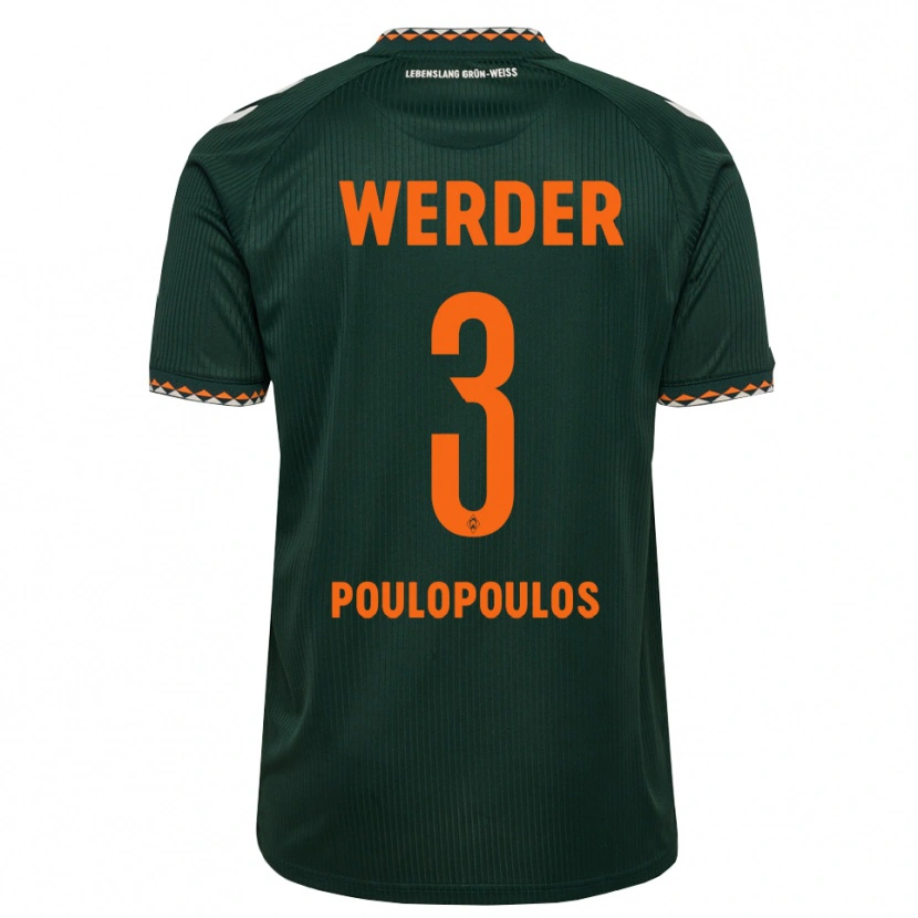 Danxen Män Andreas Poulopoulos #3 Mörkgrön Orange Vit Bortatröja Matchtröjor 2026/27 Tröjor T-Tröja