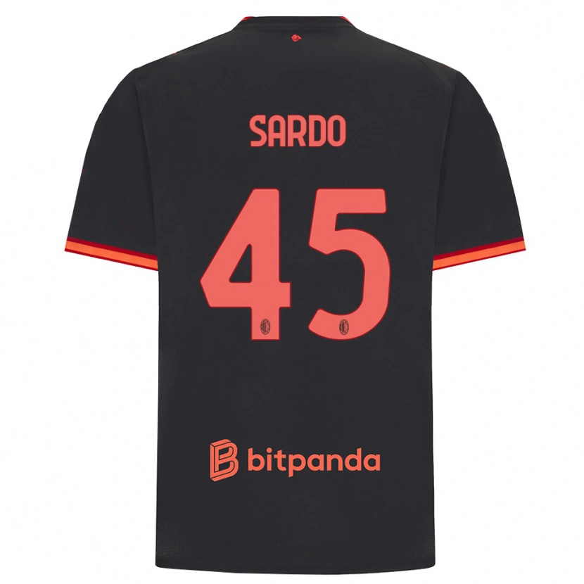 Danxen Män Jacopo Sardo #45 Svart Röd Tredjesatsen Matchtröjor 2026/27 Tröjor T-Tröja