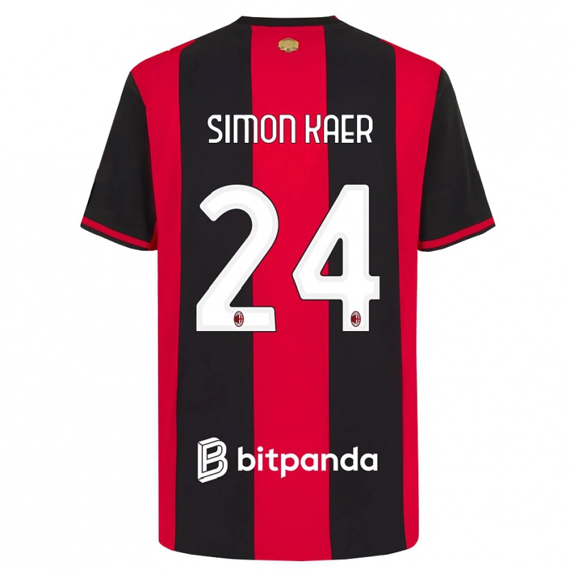 Danxen Kvinnor Simon Kaer #24 Röd Svart Vit Hemmatröja Matchtröjor 2026/27 Tröjor T-Tröja