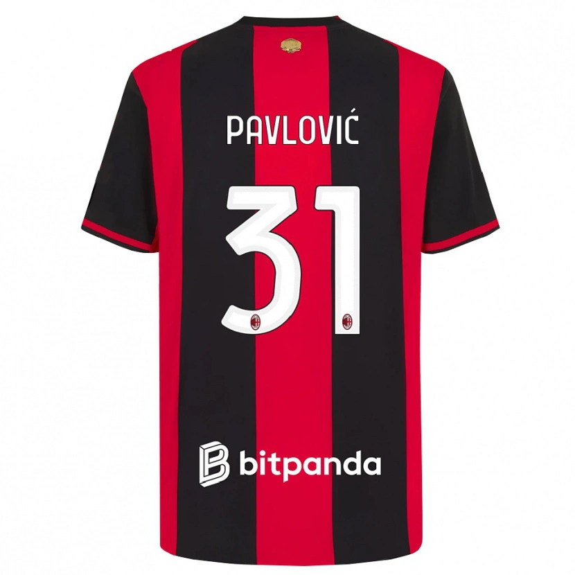 Danxen Kvinnor Strahinja Pavlović #31 Röd Svart Vit Hemmatröja Matchtröjor 2026/27 Tröjor T-Tröja