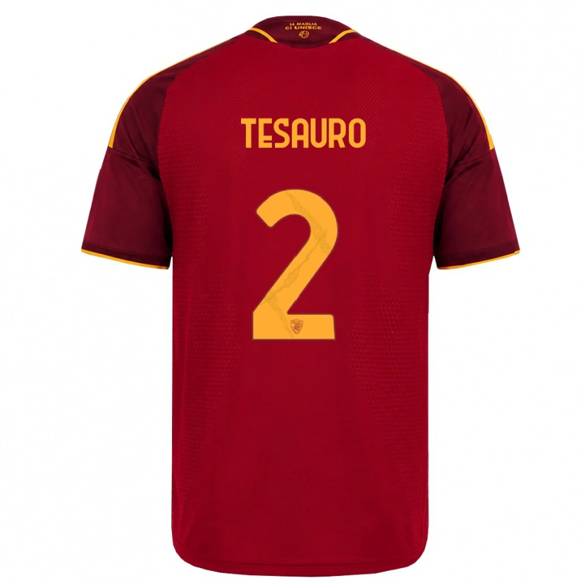Danxen Kvinnor Emanuele Tesauro #2 Röd Gyllene Gul Hemmatröja Matchtröjor 2026/27 Tröjor T-Tröja