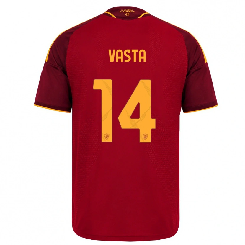 Danxen Kvinnor Jacopo Vasta #14 Röd Gyllene Gul Hemmatröja Matchtröjor 2026/27 Tröjor T-Tröja