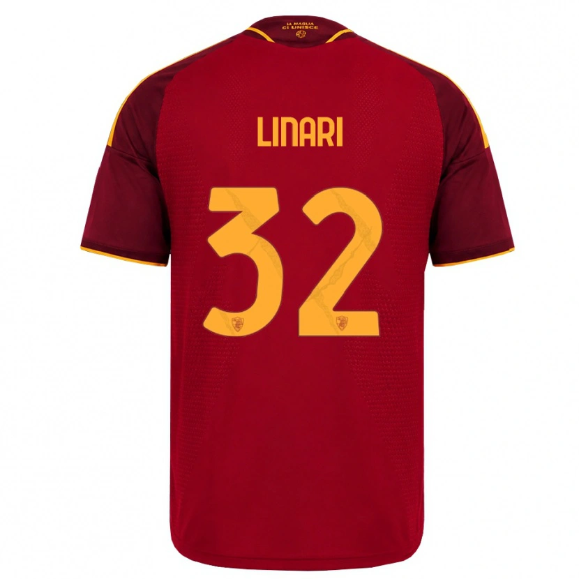 Danxen Kvinnor Elena Linari #32 Röd Gyllene Gul Hemmatröja Matchtröjor 2026/27 Tröjor T-Tröja
