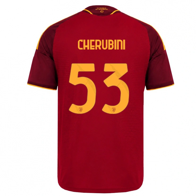 Danxen Kvinnor Martina Cherubini #53 Röd Gyllene Gul Hemmatröja Matchtröjor 2026/27 Tröjor T-Tröja