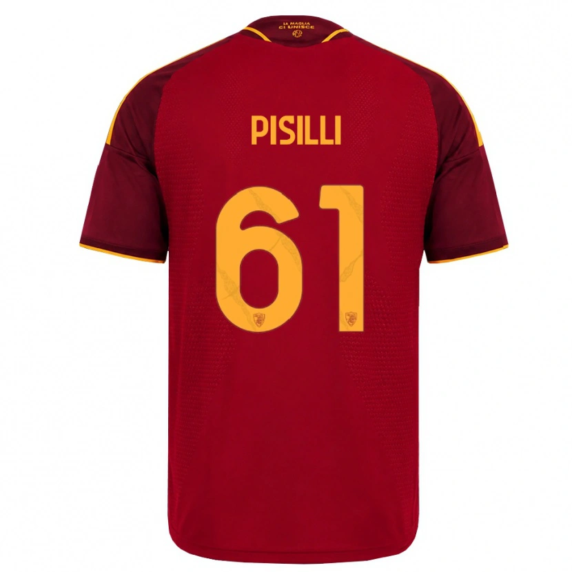 Danxen Kvinnor Niccolò Pisilli #61 Röd Gyllene Gul Hemmatröja Matchtröjor 2026/27 Tröjor T-Tröja