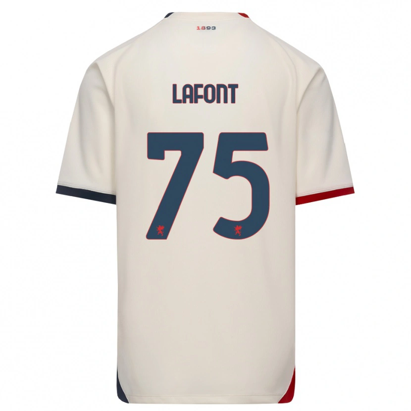 Danxen Kvinnor Gaël Lafont #75 Off-White Röd Bortatröja Matchtröjor 2026/27 Tröjor T-Tröja