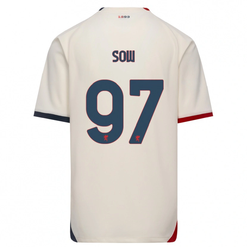Danxen Kvinnor Djibril Sow #97 Off-White Röd Bortatröja Matchtröjor 2026/27 Tröjor T-Tröja
