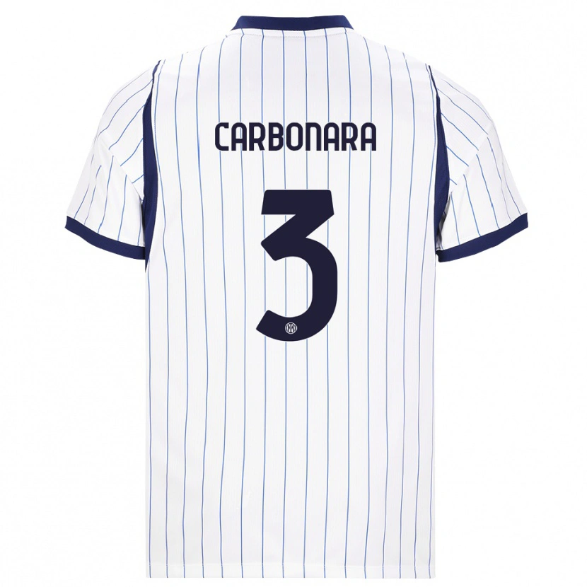 Danxen Kvinnor Matteo Carbonara #3 Vit Marinblå Bortatröja Matchtröjor 2026/27 Tröjor T-Tröja