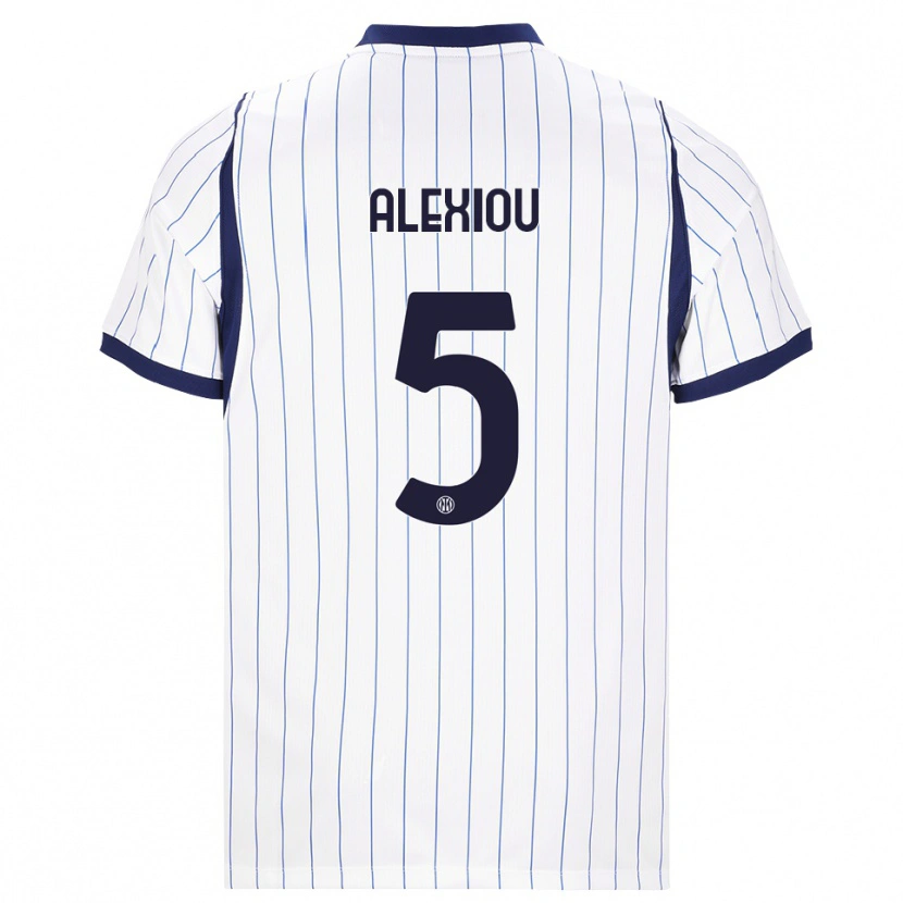Danxen Kvinnor Christos Alexiou #5 Vit Marinblå Bortatröja Matchtröjor 2026/27 Tröjor T-Tröja