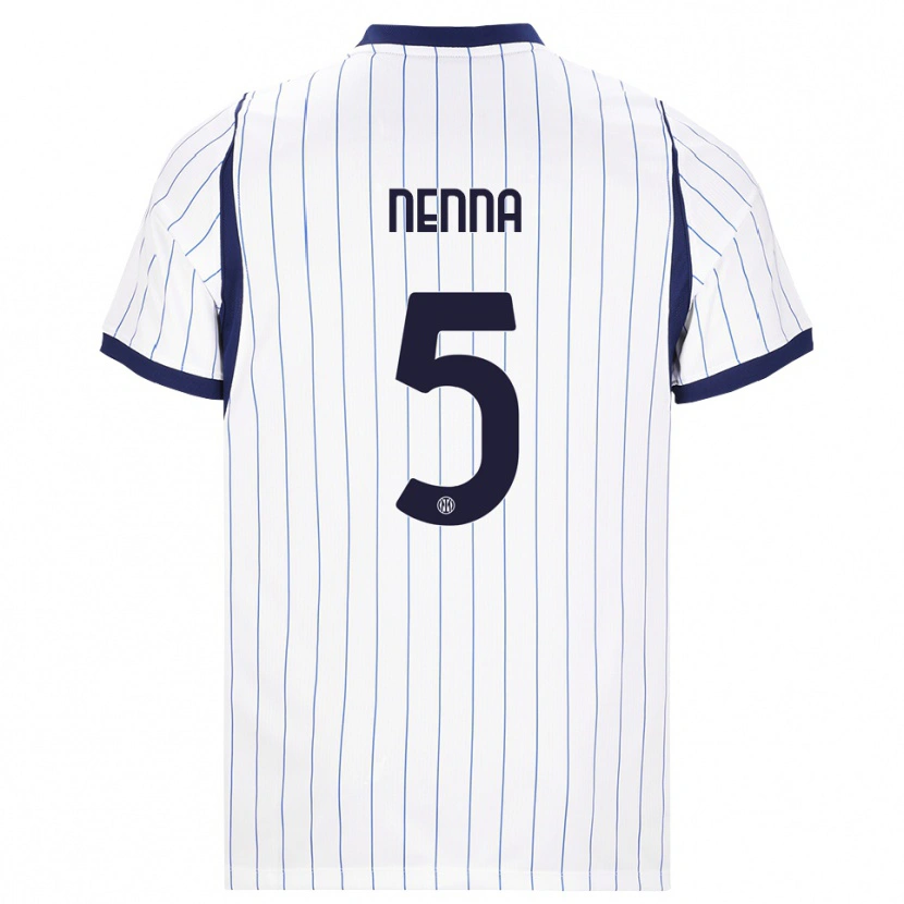 Danxen Kvinnor Alessandro Nenna #5 Vit Marinblå Bortatröja Matchtröjor 2026/27 Tröjor T-Tröja