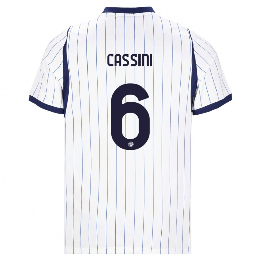 Danxen Kvinnor Tommaso Cassini #6 Vit Marinblå Bortatröja Matchtröjor 2026/27 Tröjor T-Tröja