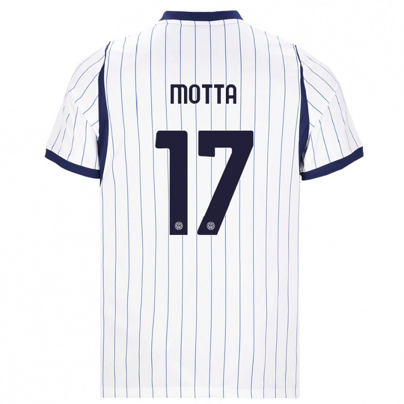 Danxen Kvinnor Matteo Motta #17 Vit Marinblå Bortatröja Matchtröjor 2026/27 Tröjor T-Tröja