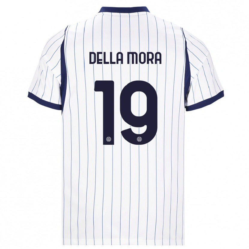 Danxen Kvinnor Tommaso Della Mora #19 Vit Marinblå Bortatröja Matchtröjor 2026/27 Tröjor T-Tröja