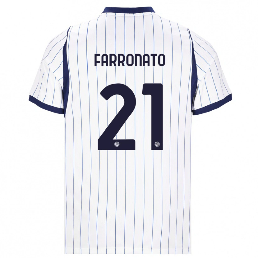 Danxen Kvinnor Matteo Farronato #21 Vit Marinblå Bortatröja Matchtröjor 2026/27 Tröjor T-Tröja