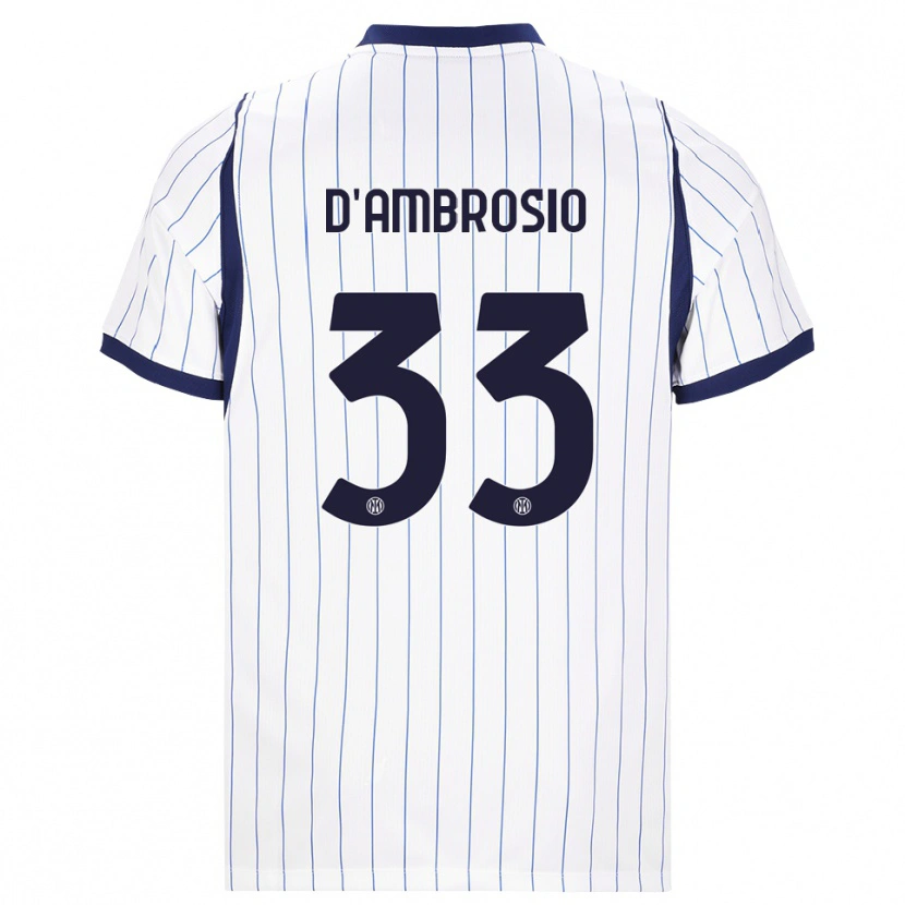 Danxen Kvinnor Danilo D'ambrosio #33 Vit Marinblå Bortatröja Matchtröjor 2026/27 Tröjor T-Tröja