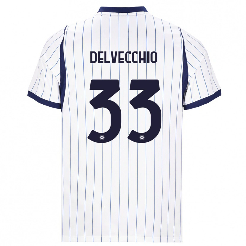 Danxen Kvinnor Gabriele Delvecchio #33 Vit Marinblå Bortatröja Matchtröjor 2026/27 Tröjor T-Tröja