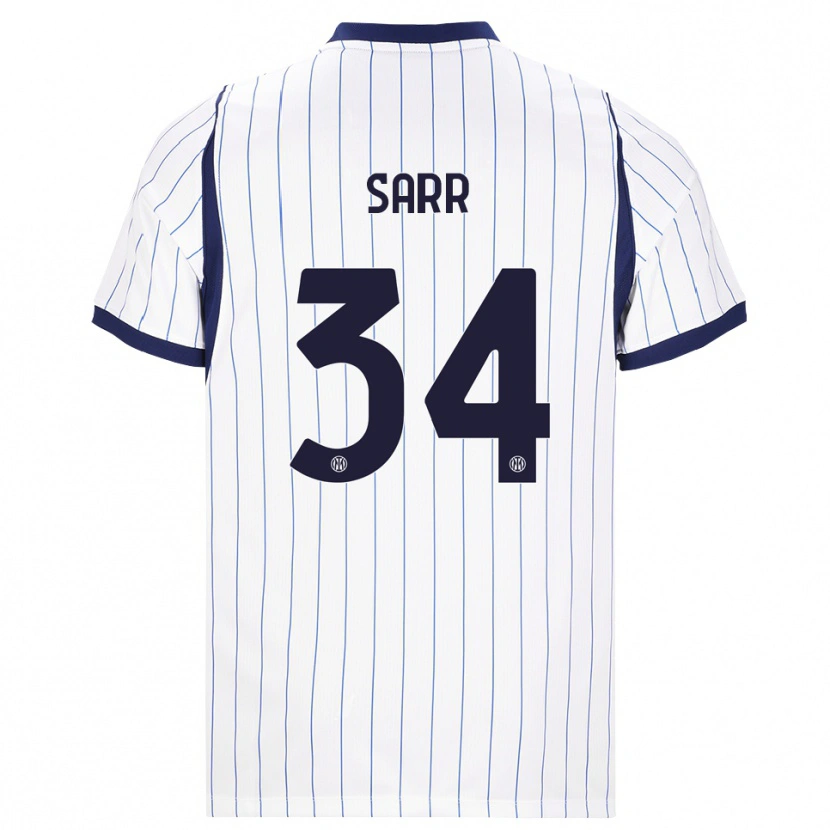 Danxen Kvinnor Amadou Sarr #34 Vit Marinblå Bortatröja Matchtröjor 2026/27 Tröjor T-Tröja