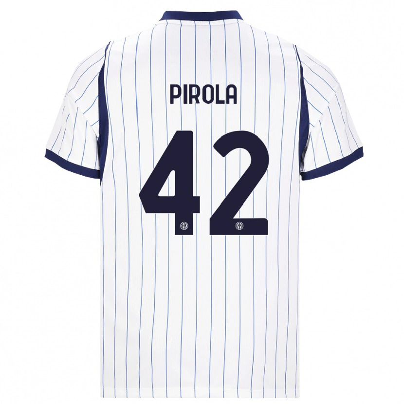Danxen Kvinnor Samuele Pirola #42 Vit Marinblå Bortatröja Matchtröjor 2026/27 Tröjor T-Tröja