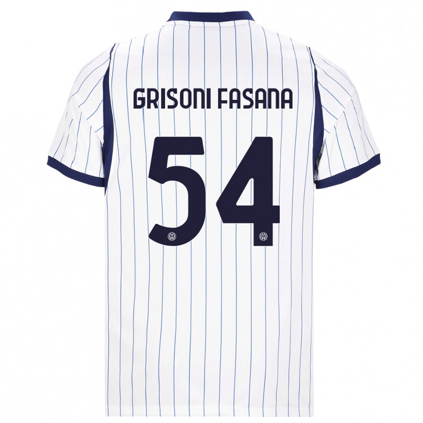Danxen Kvinnor Marco Grisoni Fasana #54 Vit Marinblå Bortatröja Matchtröjor 2026/27 Tröjor T-Tröja