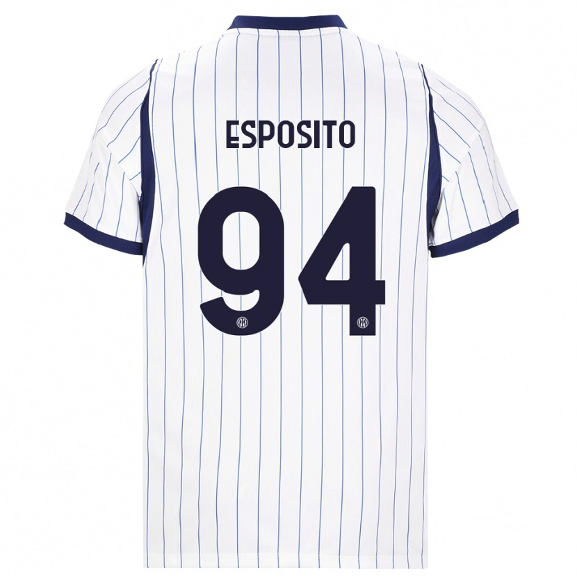 Danxen Kvinnor Pio Esposito #94 Vit Marinblå Bortatröja Matchtröjor 2026/27 Tröjor T-Tröja