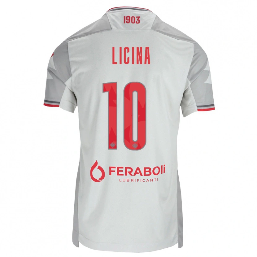 Danxen Kvinnor Adin Licina #10 Grå Vit Röd Bortatröja Matchtröjor 2026/27 Tröjor T-Tröja