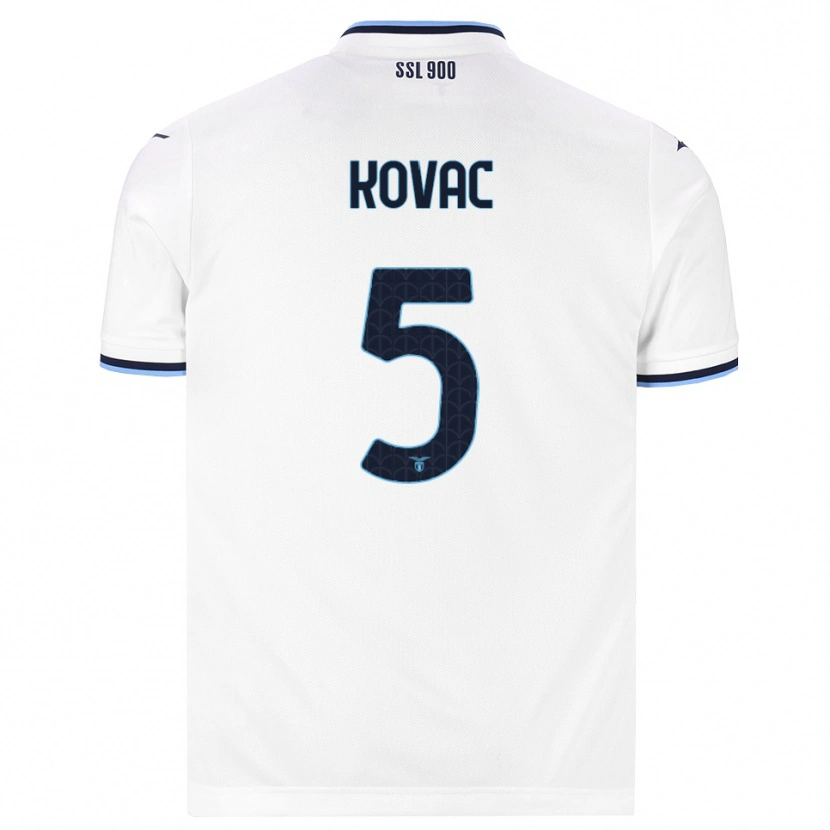 Danxen Kvinnor Blaz Kovac #5 Vit Marinblå Bortatröja Matchtröjor 2026/27 Tröjor T-Tröja