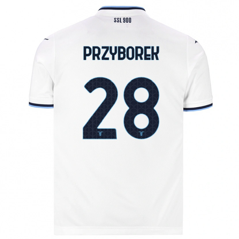 Danxen Kvinnor Adrian Przyborek #28 Vit Marinblå Bortatröja Matchtröjor 2026/27 Tröjor T-Tröja