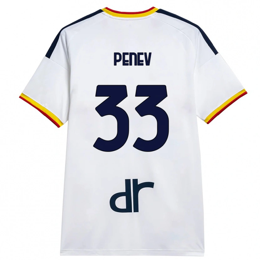 Danxen Kvinnor Plamen Penev #33 Vit Gul Röd Bortatröja Matchtröjor 2026/27 Tröjor T-Tröja