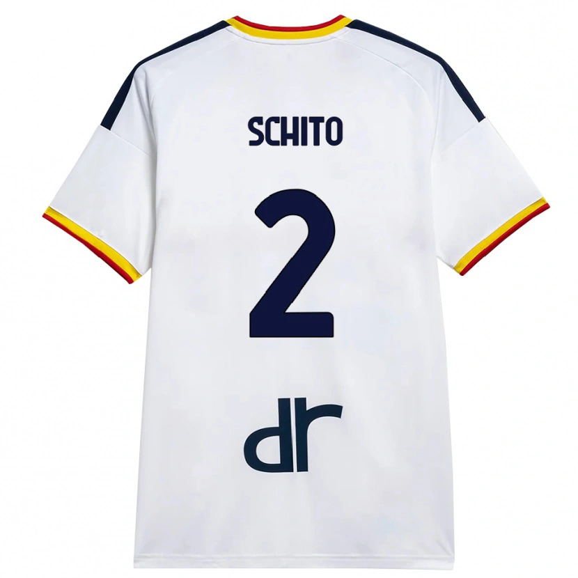 Danxen Kvinnor Andrea Schito #2 Vit Gul Röd Bortatröja Matchtröjor 2026/27 Tröjor T-Tröja