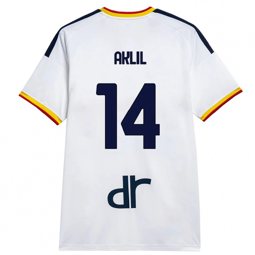 Danxen Kvinnor Lino Aklil #14 Vit Gul Röd Bortatröja Matchtröjor 2026/27 Tröjor T-Tröja