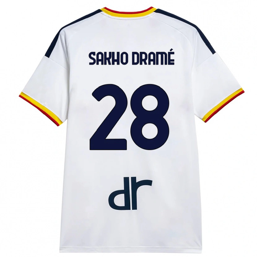 Danxen Kvinnor Samba Sakho Dramé #28 Vit Gul Röd Bortatröja Matchtröjor 2026/27 Tröjor T-Tröja