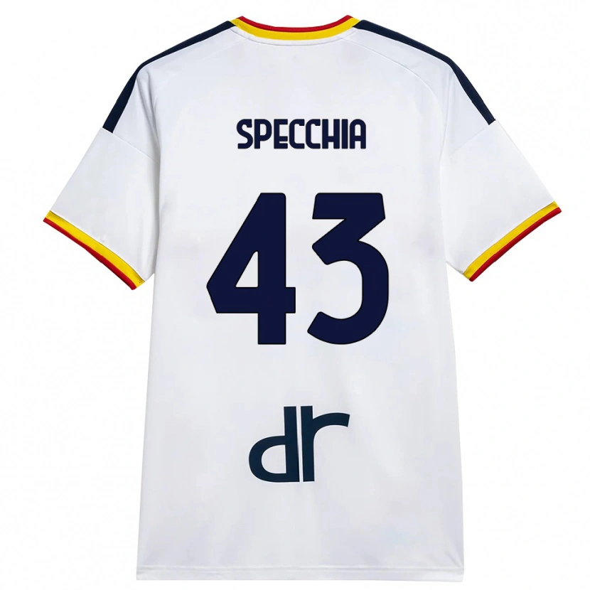 Danxen Kvinnor Marco Specchia #43 Vit Gul Röd Bortatröja Matchtröjor 2026/27 Tröjor T-Tröja